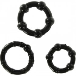 SEVENCREATIONS SET DE TROIS ANNEAUX PENIS NOIR SEVEN CREATIONS  - 1