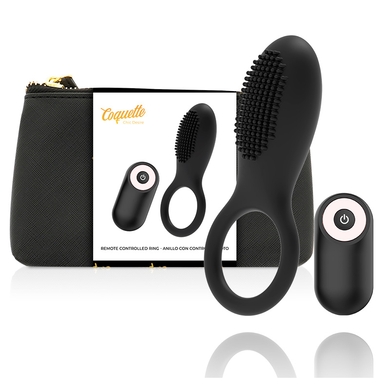 COQUETTE VIBRATOR RING TELECOMMANDE RECHARGEABLE NOIR / OR COQUETTE TOYS - 1