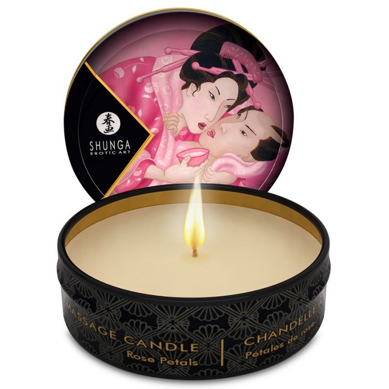 MINI CARESS À LA BOUGIE BOUGIE DE MASSAGE ROSE SHUNGA CANDLES  - 1