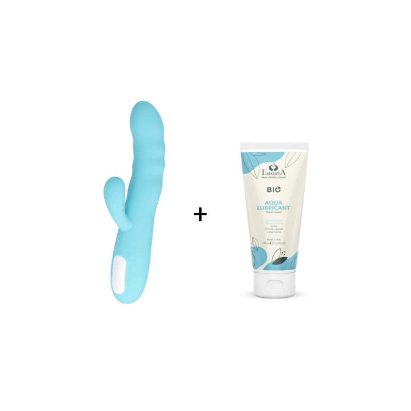 Mia - Vibrateur Rotatif eiffel turquoise bleu + Lubrifiant BIO 100 ml MIA - 1