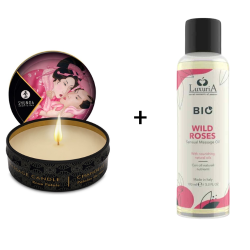 Pack Rose : Huile de massage BIO + Bougie de massage à la rose  - 1
