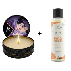 Pack Massage Exotique : Huile de massage + Bougie de massage aux fruits exotiques SHUNGA CANDLES  - 1