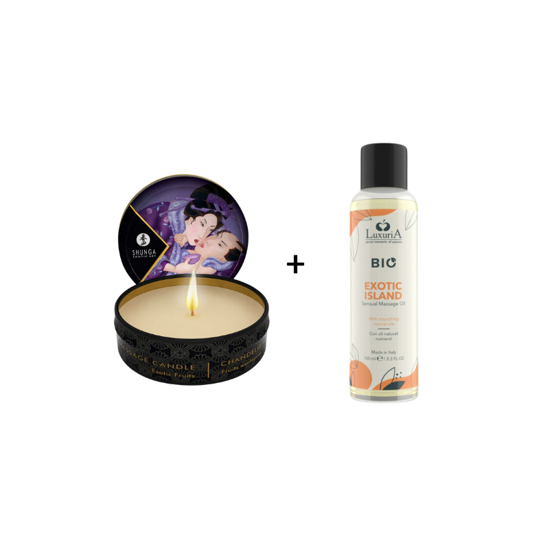 Pack Massage Exotique : Huile de massage + Bougie de massage aux fruits exotiques SHUNGA CANDLES  - 1