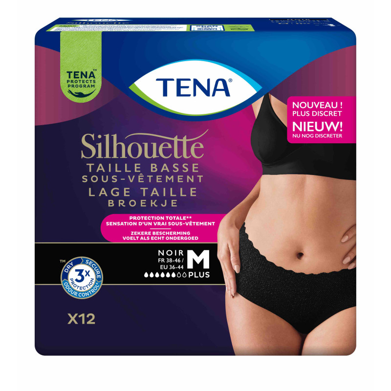 TENA Silhouette Plus Noir - M (taille basse) - Protection urinaire femme Tena Silhouette - 1