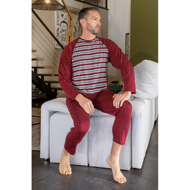 Grenouillère longues en Coton - rayée rouge- Col rond - L'Age d'Or L'âge d'or - 1