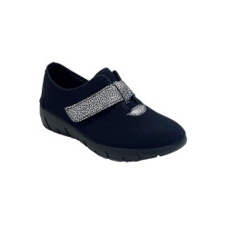 Chaussons avec velcro noires et argentées - Femme L'âge d'or - 1