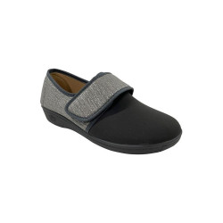 Chaussons avec velcro noires et argentées - Femme L'âge d'or - 1